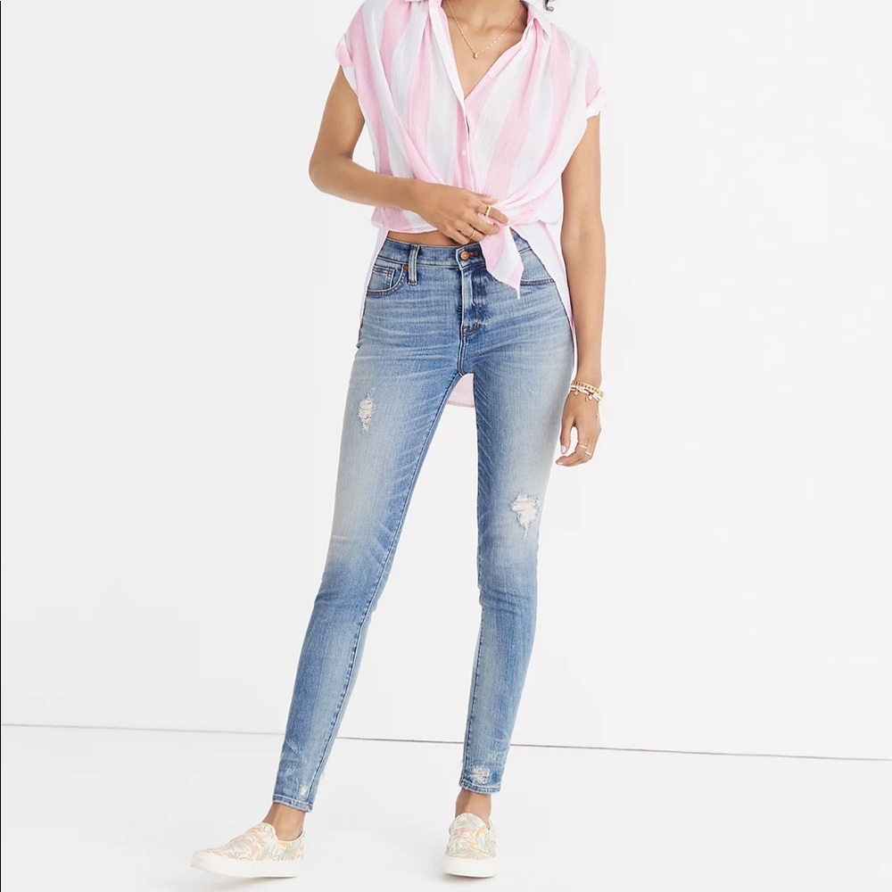 Madewell 9” High-Rise Skinny Jeans Destructed-Hem Edition - Size 28